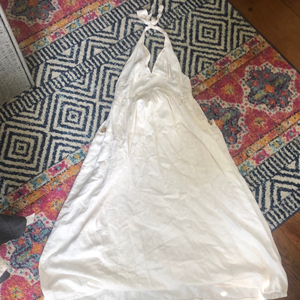 Urban Outfitters White Linen Halter Dress